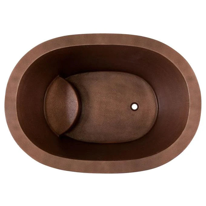 Antique Copper Hammered Double Wall Oval Japanese Soaking Tub