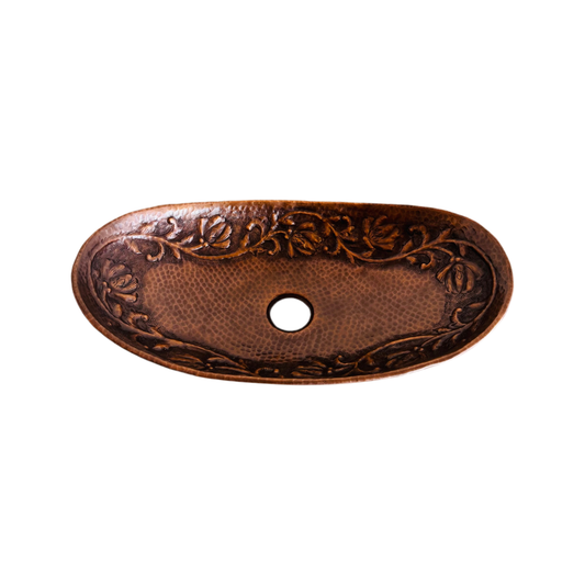 Floral Oval Copper Bathroom Trough
