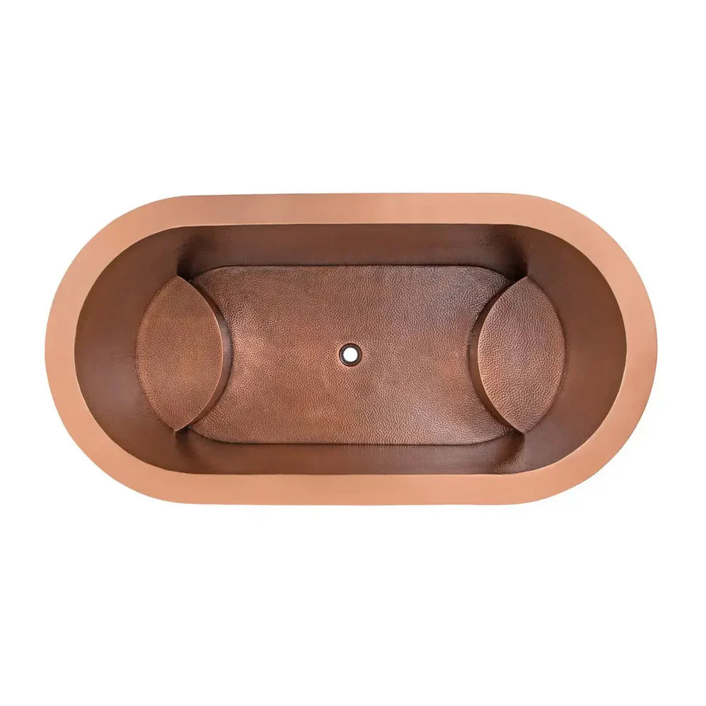 Antique Copper Hammered Double Wall Oval Japanese Soaking Tub (2 SEATS)