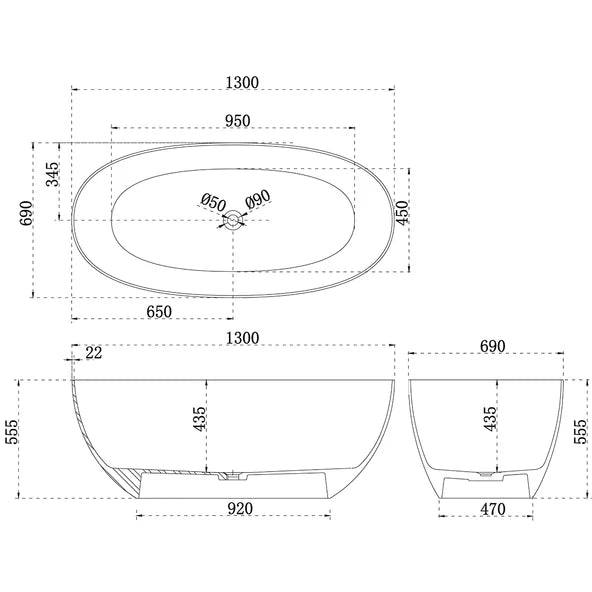 Oval Freestanding Bath Egg| Gloss White or Matte White