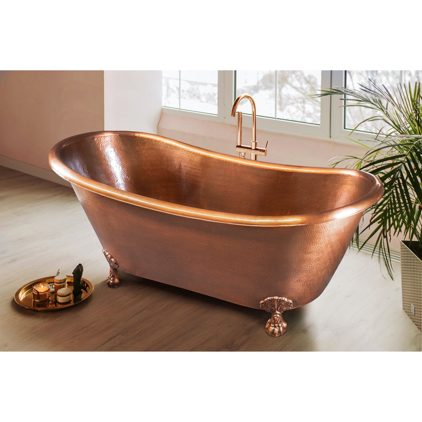Hammered Double Slipper Claw Bath