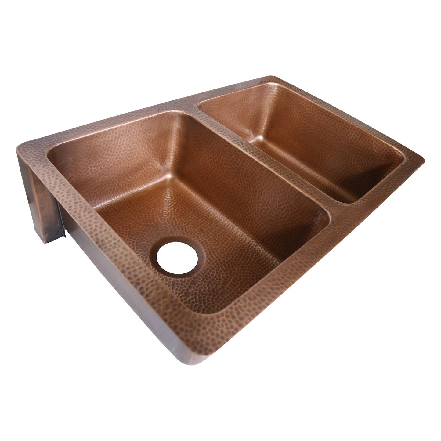 Copper Fluted Double Bowl Sink