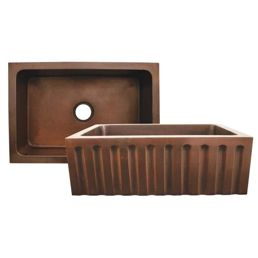 Copper Fluted Large Sink