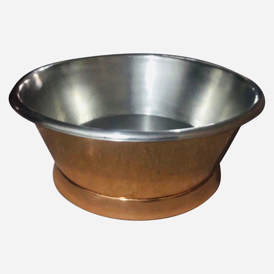 Polished Copper Internal Tin Round Bath