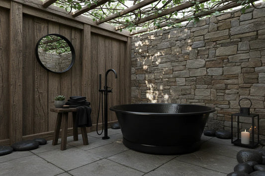 Copper Black Hammered Round Bath