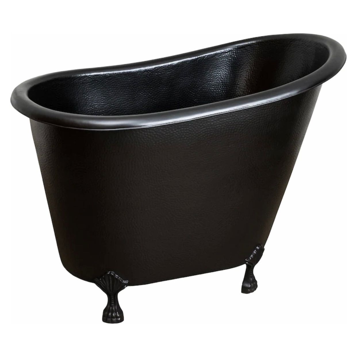 Matt Black Copper Hammered Japanese Soaking Claw Tub