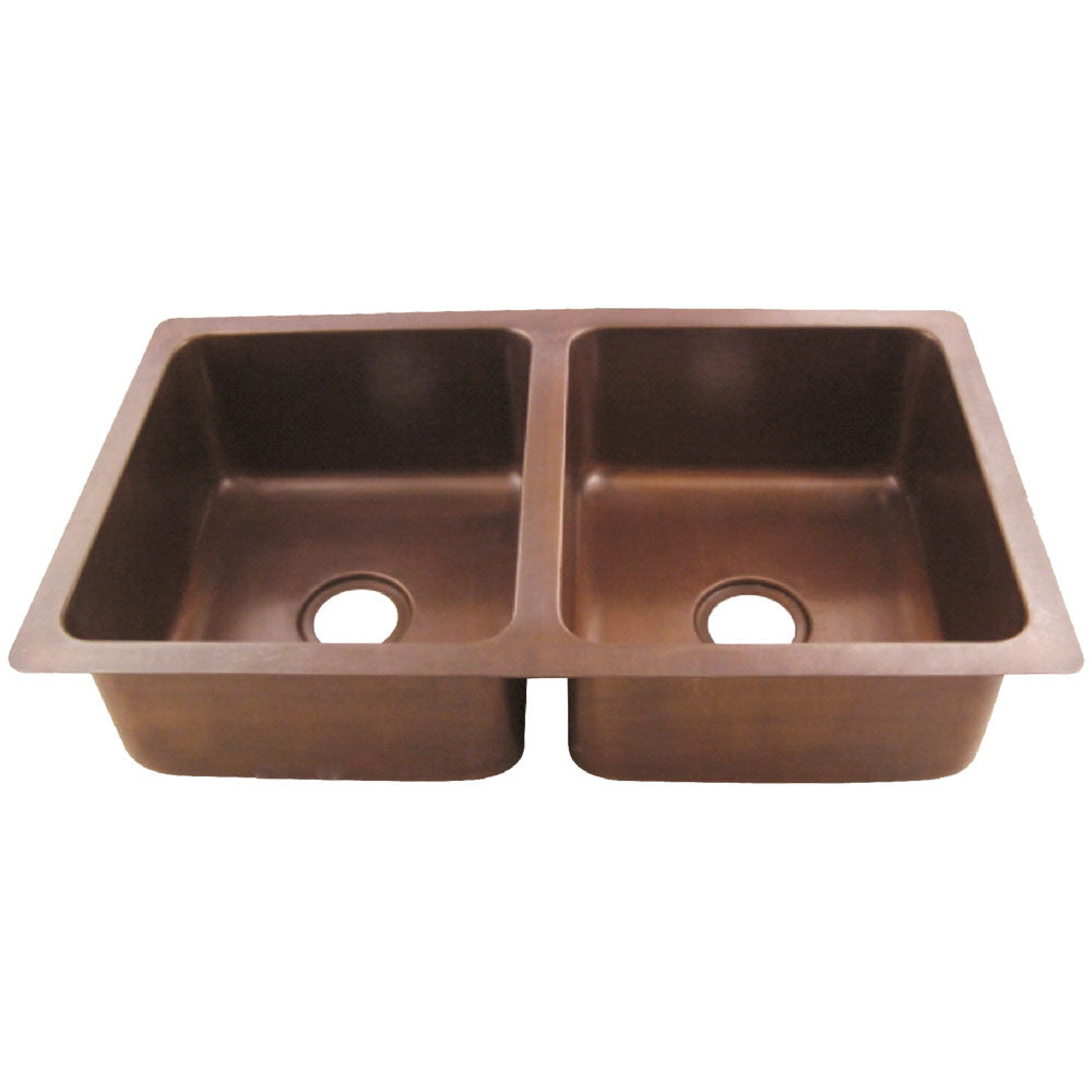 Copper Hammered Double Drop In Sink