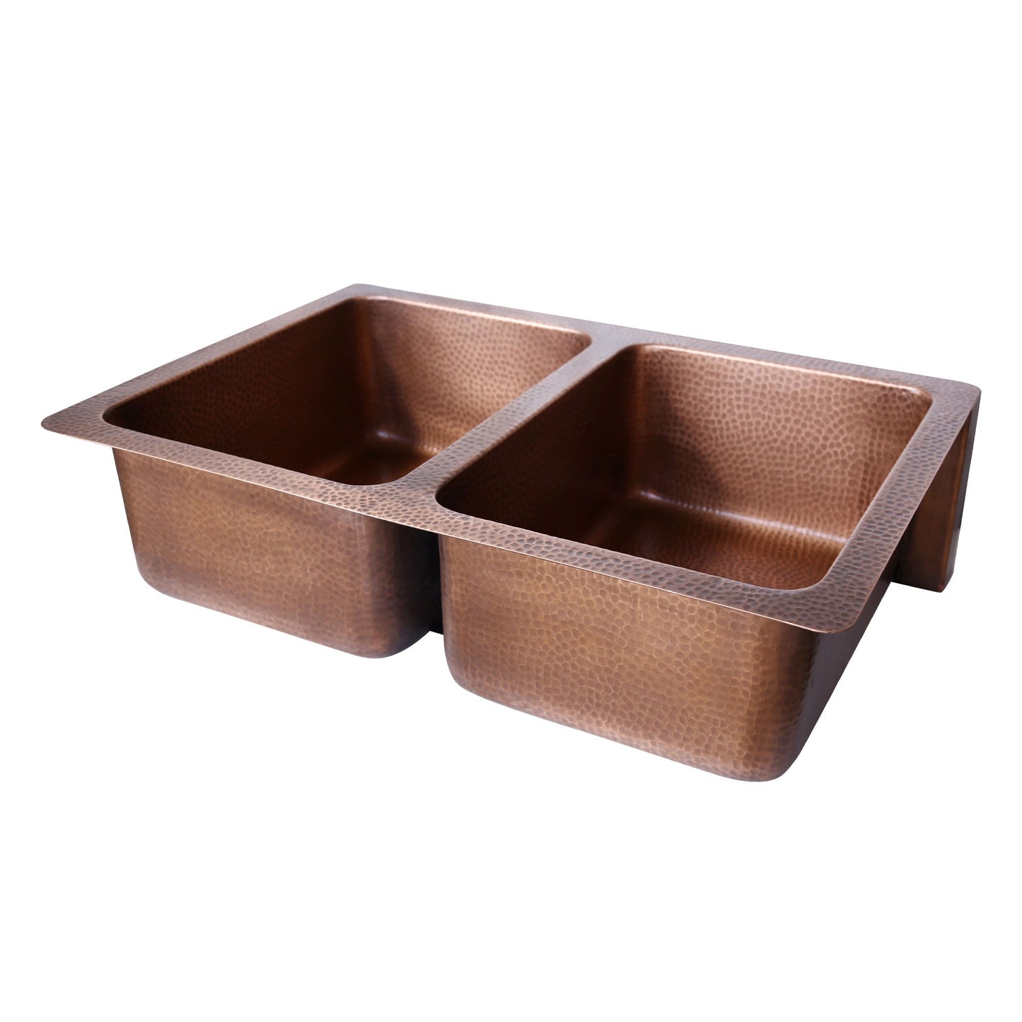 Copper Petal Front Double Bowl Farmhouse Sink