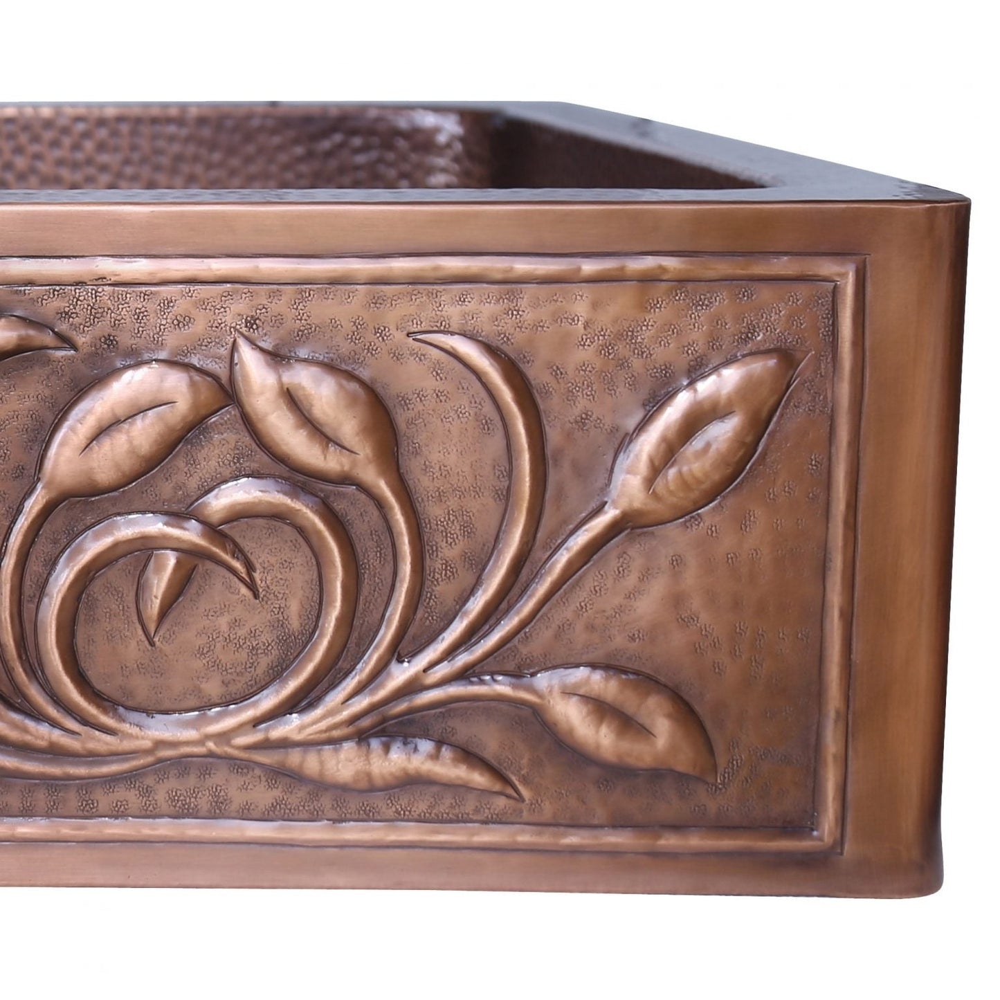 Copper Petal Front Double Bowl Farmhouse Sink
