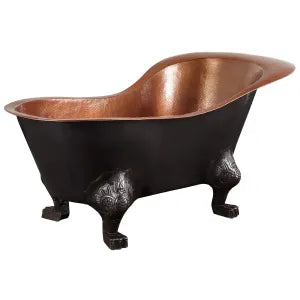 Matt Black/Copper Single Slipper Slimline Claw Bath