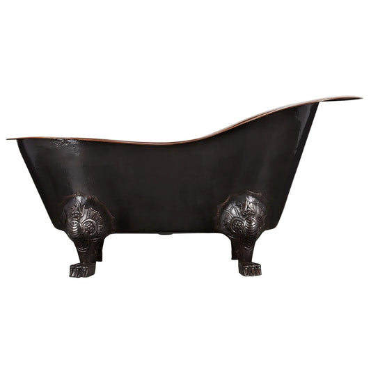 Matt Black/Copper Single Slipper Slimline Claw Bath