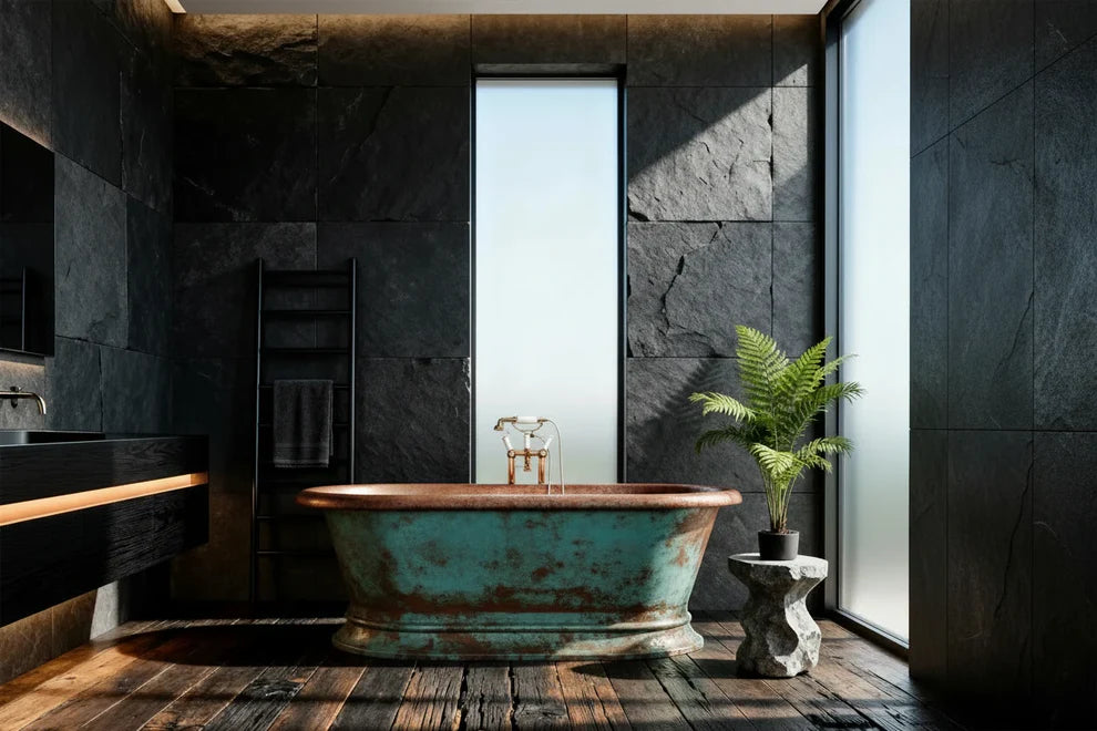 Pedestal Verdigris/Antique Copper Low Lying Bath