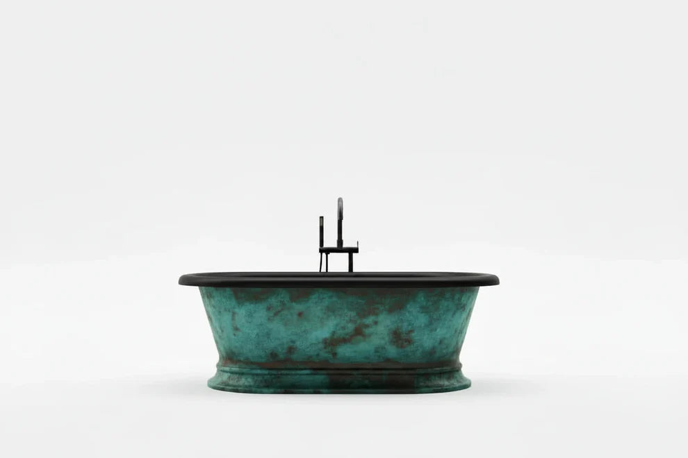Pedestal Verdigris/Matt Black Copper Low Lying Bath
