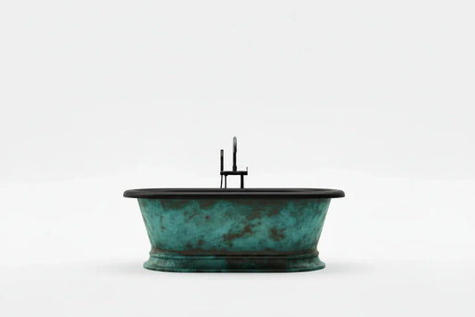 Pedestal Verdigris/Matt Black Copper Low Lying Bath