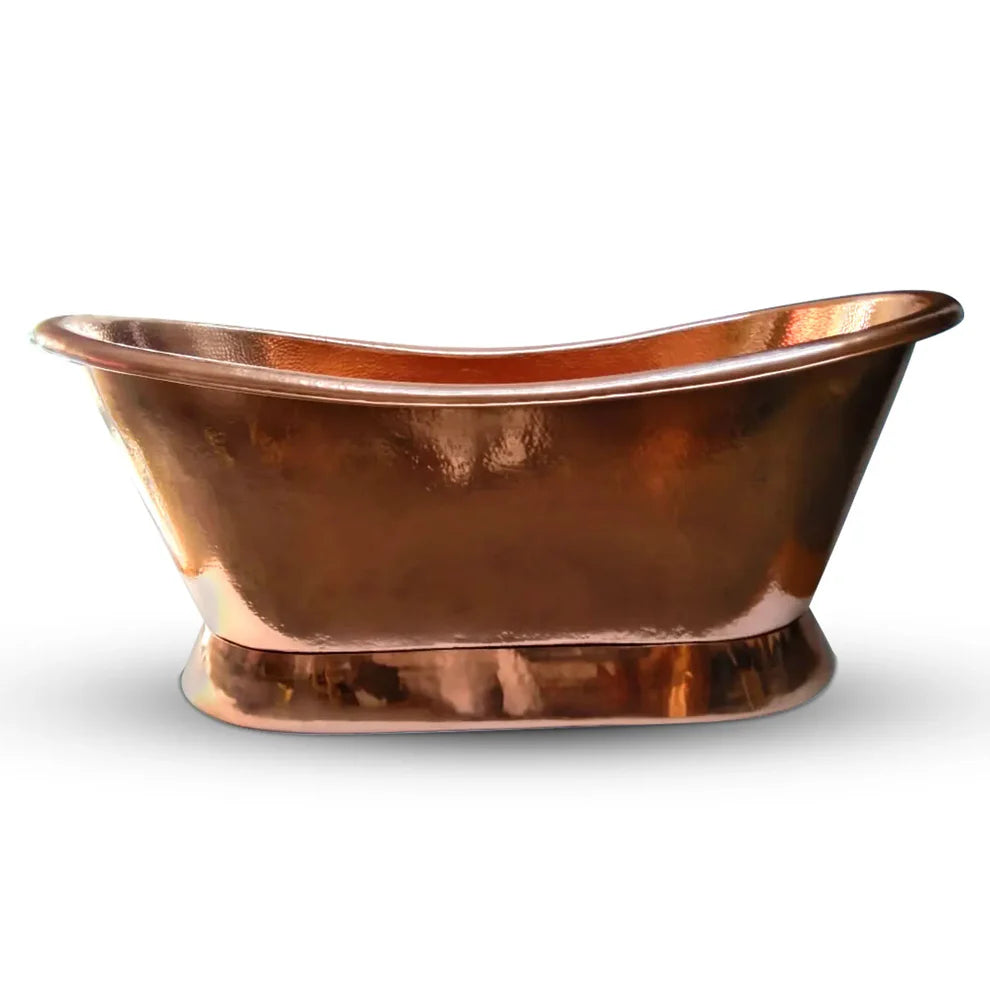Sloped Base Shiny Hammered Polished Bath