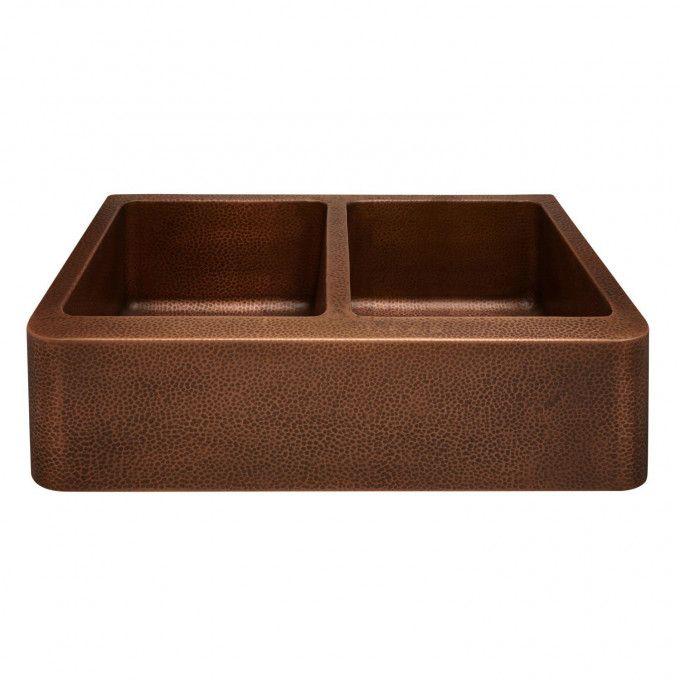 Copper Hammered Double Bowl Sink