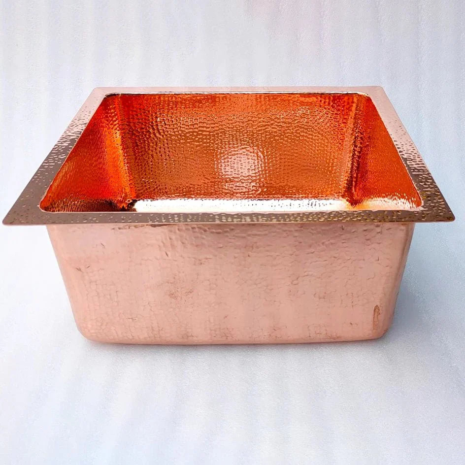 Hammered Copper Drop In Sink Shiny