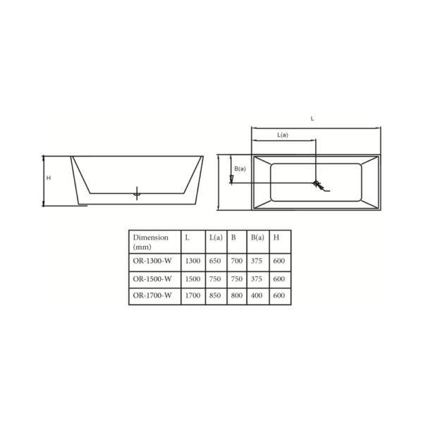 Square Multi-Fit Freestanding Bathtub
